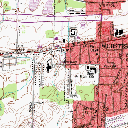 Topographic Map of Webster Community Center, NY