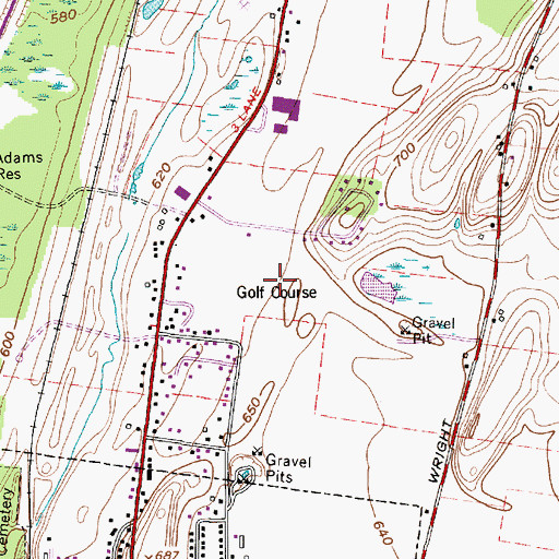 Topographic Map of Adams Country Club, NY