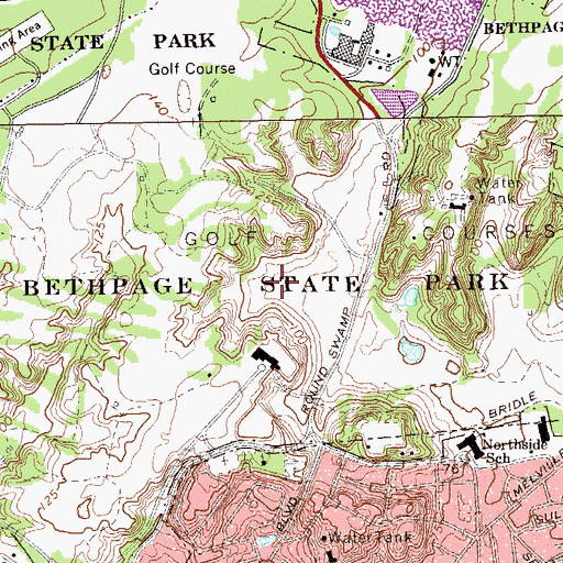 Topographic Map of Bethpage State Park Golf Course, NY