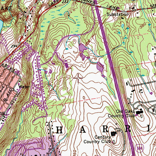 Topographic Map of Brae Burn Country Club, NY