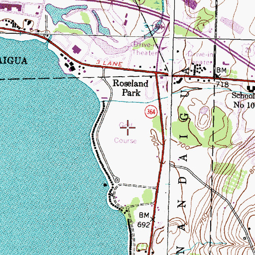 Topographic Map of Canandaigua Country Club, NY