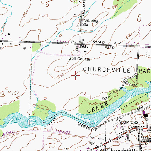 Topographic Map of Churchville Golf Course, NY
