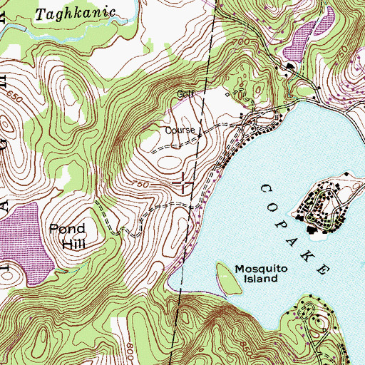 Topographic Map of Copake Country Club, NY