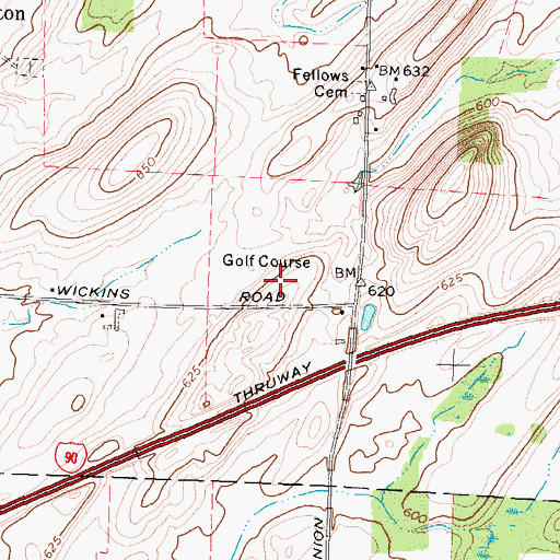 Topographic Map of Cragie Brae Golf Club, NY