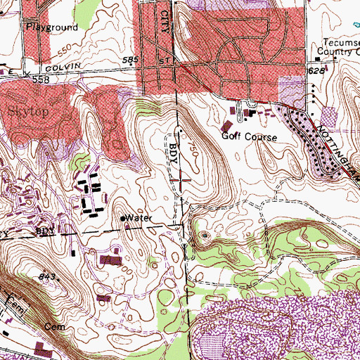 Topographic Map of Drumlins Country Club West Golf Course, NY