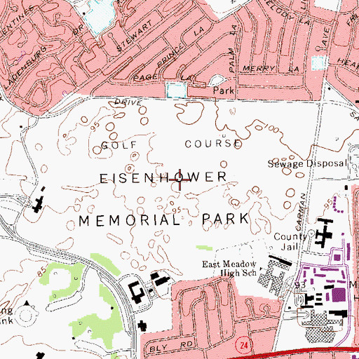 Topographic Map of Eisenhower Park Golf Course, NY