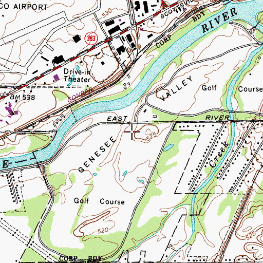 Topographic Map of Genesee Valley Park Golf Course, NY