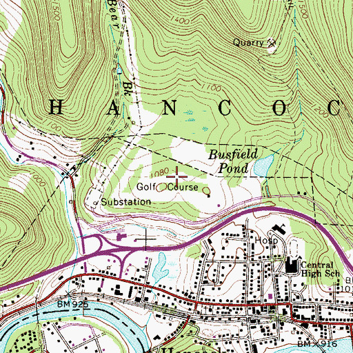 Topographic Map of Hancock Golf Course, NY