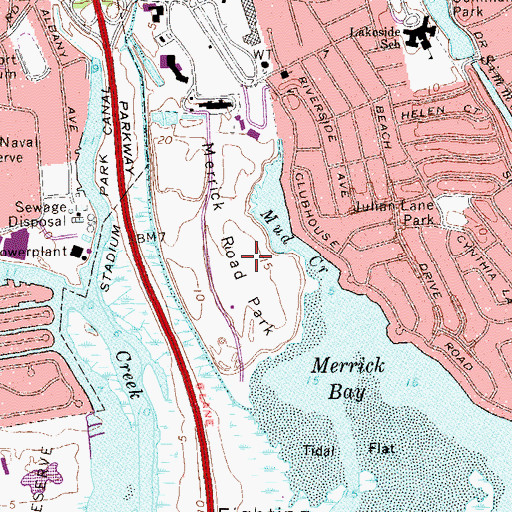 Topographic Map of Merrick Golf Course, NY