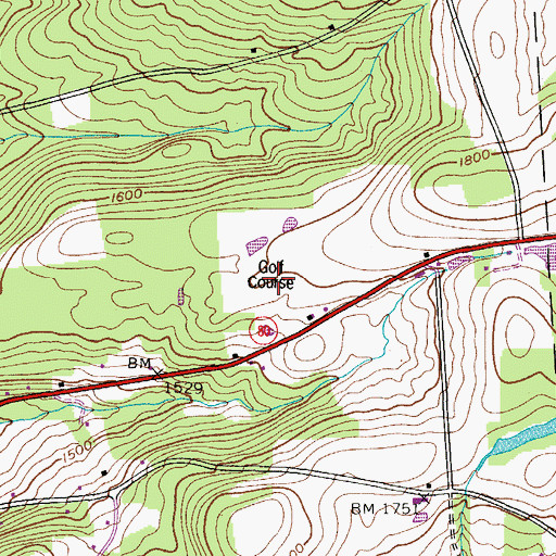 Topographic Map of Mountain Top Golf Course, NY
