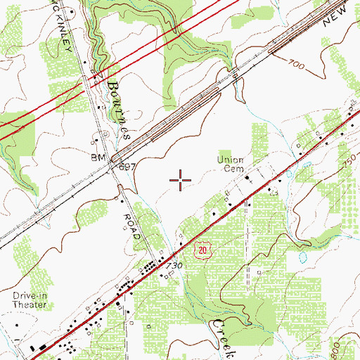 Topographic Map of Pinehurst Golf Course, NY