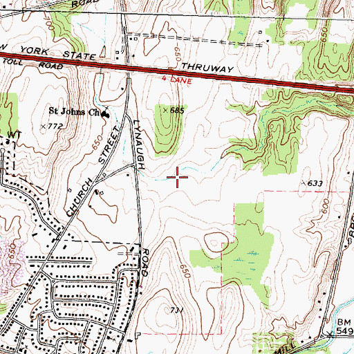 Topographic Map of Ravenwood Golf Club, NY