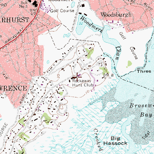Topographic Map of Rockaway Hunting Club, NY