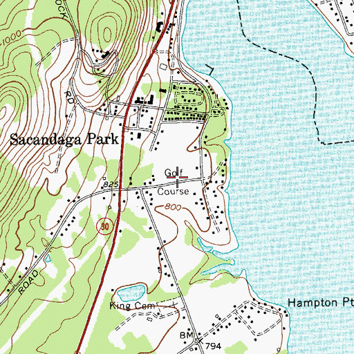 Topographic Map of Sacandaga Golf Club, NY