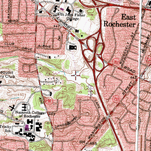 Topographic Map of Saint John Fisher College Golf Course, NY