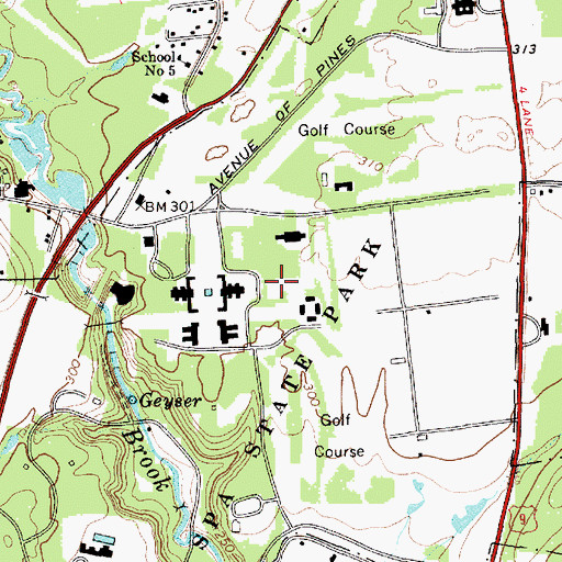 Topographic Map of Saratoga Spa State Park Golf Course, NY