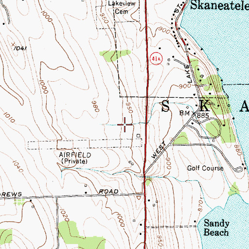 Topographic Map of Skaneateles Country Club, NY