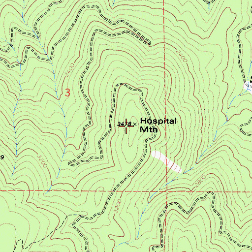 Topographic Map of Hospital Mountain, CA