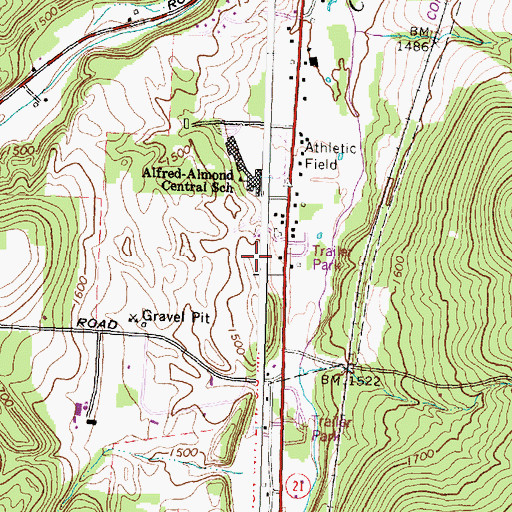 Topographic Map of Alfred Almond Bible Church, NY