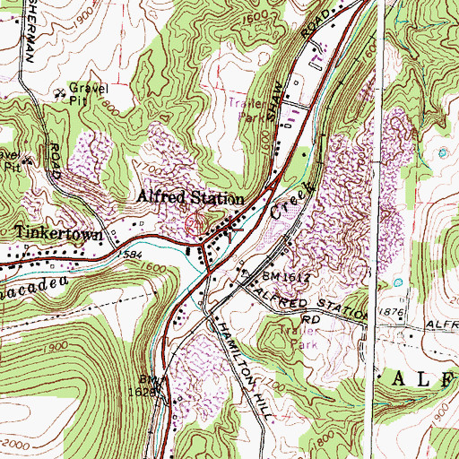 Topographic Map of Alfred Station Seventh Day Adventist Church, NY