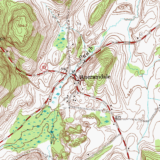 Topographic Map of Ancramdale Presbyterian Church, NY