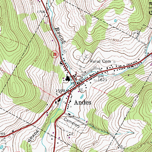 Topographic Map of Andes Presbyterian Church, NY