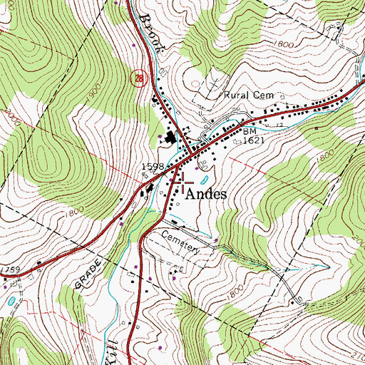 Topographic Map of Andes United Methodist Church, NY