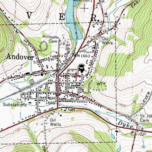 Topographic Map of Andover First Baptist Church, NY