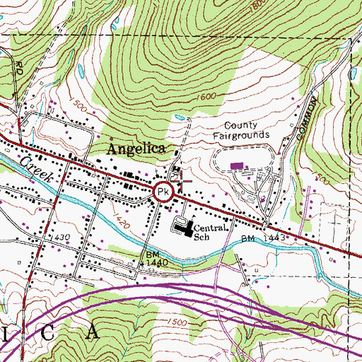 Topographic Map of Angelica United Methodist Church, NY