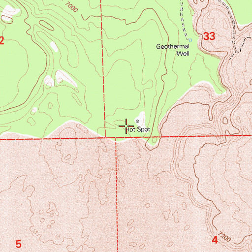 Topographic Map of Hot Spot, CA