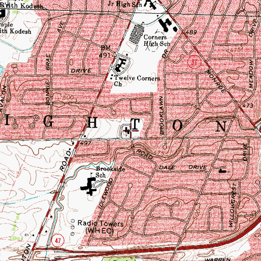 Topographic Map of Atonement Lutheran Church, NY