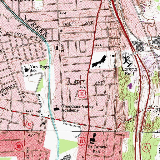 Topographic Map of Atonement Lutheran Church, NY