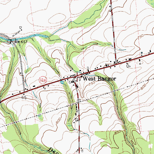 Topographic Map of Bangor Baptist Chapel, NY