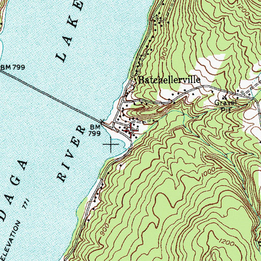 Topographic Map of Batchellerville Presbyterian Church, NY