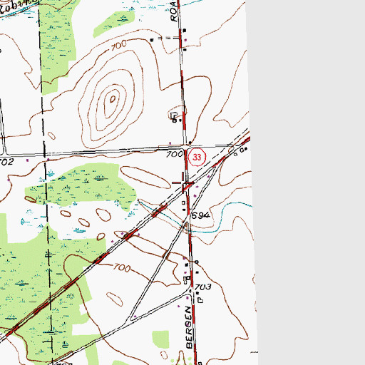 Topographic Map of Bethel Baptist Church of Bergen, NY