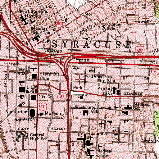 Topographic Map of Bethesda Temple Pentecostal Church, NY