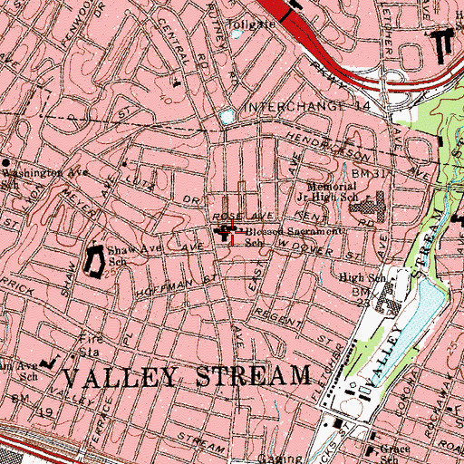 Topographic Map of Blessed Sacrament Church, NY
