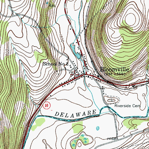Topographic Map of Bloomville United Methodist Church, NY