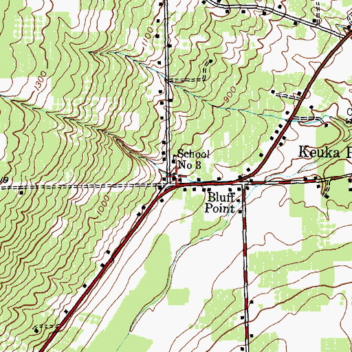 Topographic Map of Bluff Point United Methodist Church, NY