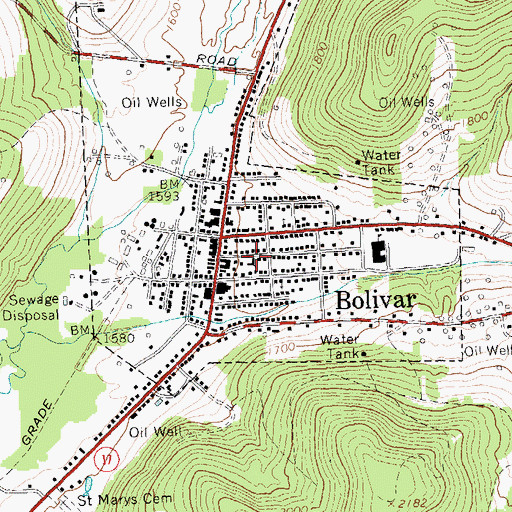 Topographic Map of Bolivar United Methodist Church, NY