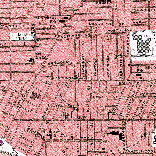 Topographic Map of Breath of Life Seventh Day Adventist Church, NY