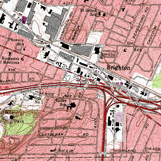 Topographic Map of Brighton Presbyterian Church, NY