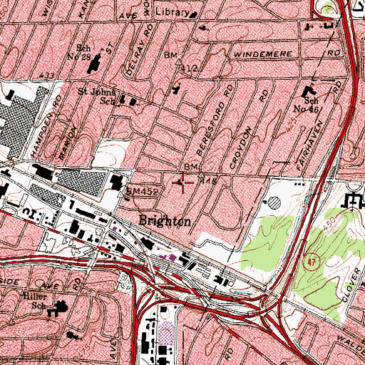 Topographic Map of Brighton Reformed Church, NY