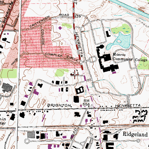 Topographic Map of Brighton United Church of Christ, NY