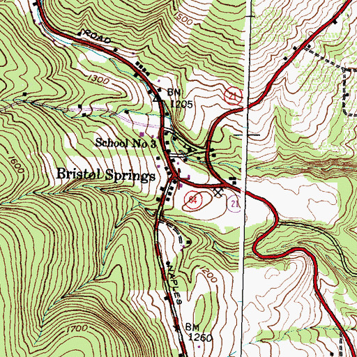 Topographic Map of Bristol Springs Free Church, NY