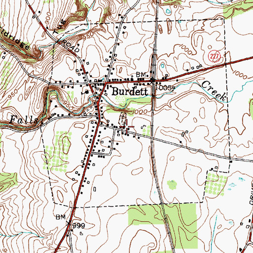 Topographic Map of Burdett Presbyterian Church, NY
