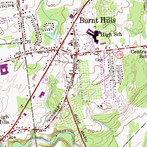 Topographic Map of Burnt Hills Baptist Church, NY
