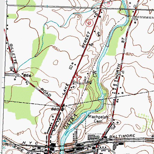 Topographic Map of Calvary Baptist Church of Le Roy, NY