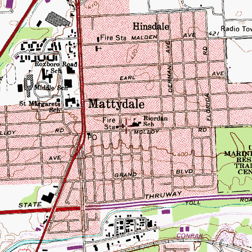 Topographic Map of Calvary United Methodist Church, NY