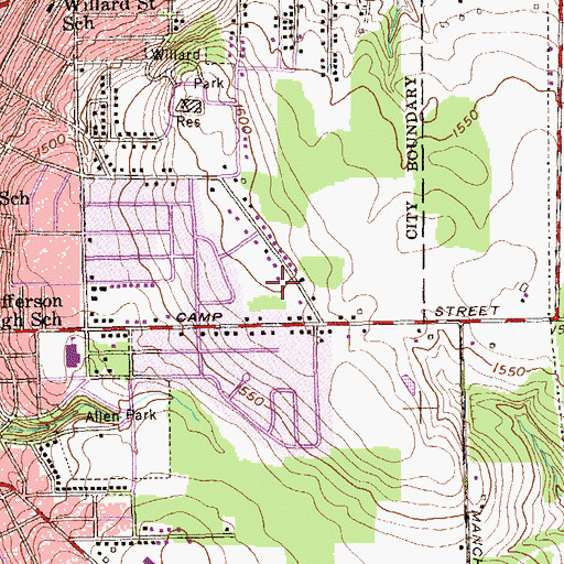 Topographic Map of Camp Street United Methodist Church, NY